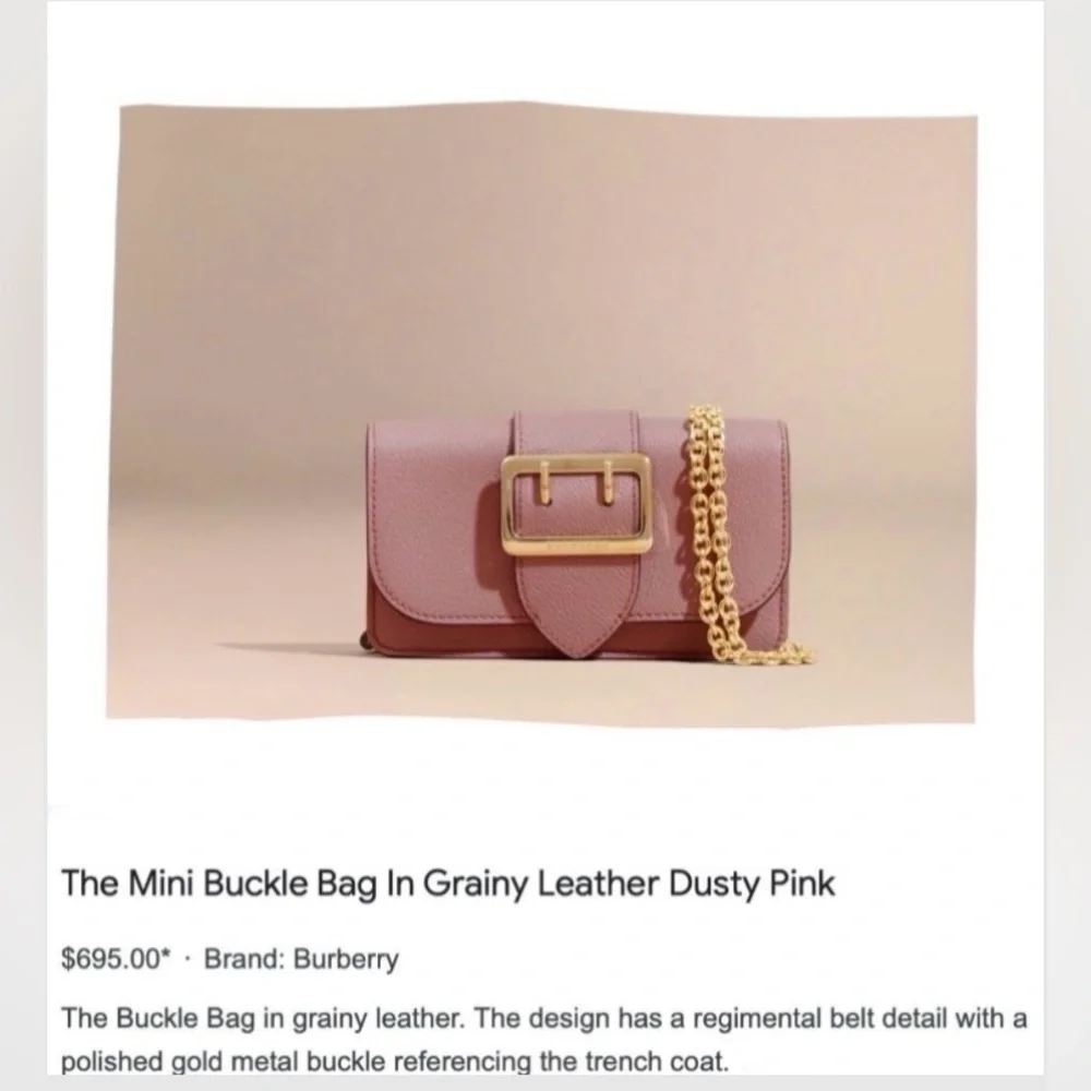 Burberry Pink Leather Bag with Gold Chain - Picture 14 of 14